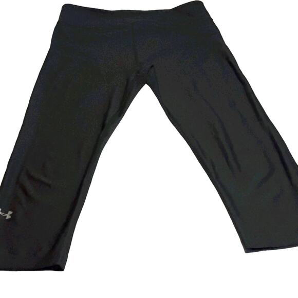 Womens Sz M Compression Heat Gear Gray Cropped Workout Leggings Under Armour - Picture 1 of 11